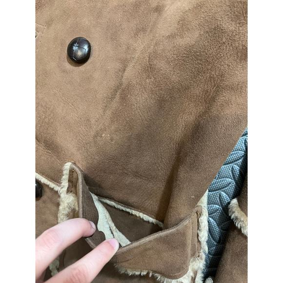 Vintage Sheepskin Sherpa Lined Double Breasted Suede Coat‎ Fits Womens L/XL - Picture 4 of 10